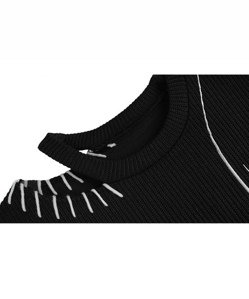Line Art Embroidery Long Dress